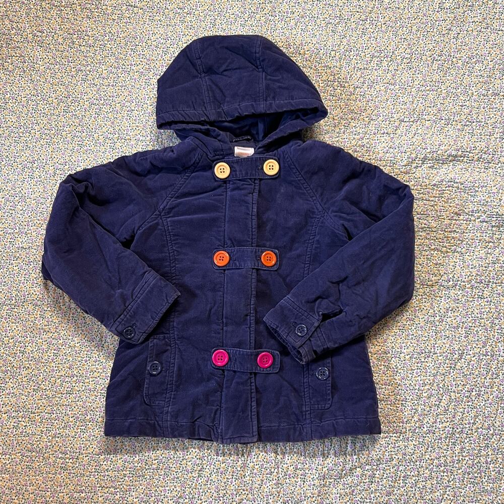 GYMBOREE GIRLS BLUE CORDUROY COAT SIZE 7/8 GUC